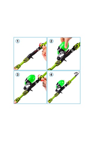 Proberos Kfsan12 1.5m Olta Kamuflaj Olta Kamışı Mini Yemli Kombo Set - Yeşil