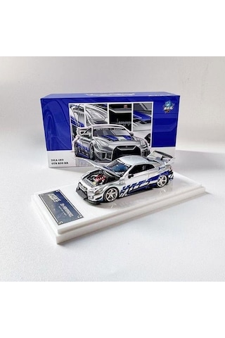 Demon King Auto Nissan Gtr R35 Lbwk Silver Blue 1/64 Pleksi 055