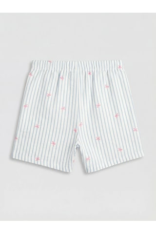 Lc Waikiki Beyaz Fiyonk Baskılı Kız Çocuk Müslin Pijama Şort