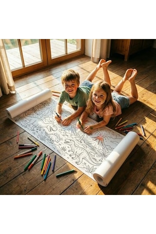 Boyama Kağıdı Dev Rulo Dinazorlar Dünyası 4 Metre 45cm Genişlik
