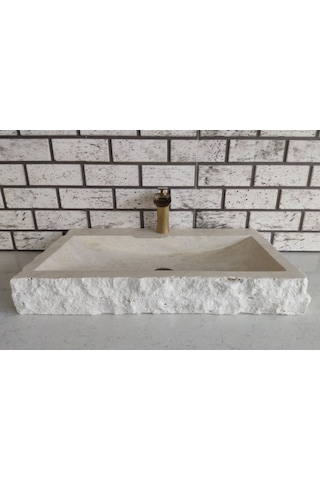Traverten Yay Patlatma Mermer Lavabo