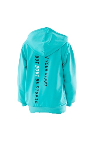 İrem Çocuk Giyim Erkek Çocuk/kız Çocuk Çift Taraf Follow Yazı Desenli Su Yeşili Renk Kapüşonlu Sweatshirt Su Yeşili