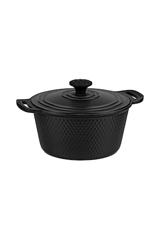 Trıana - 3536 - 7 Parça Biogranit, Döküm, Tencere , Tava, Çeyiz Seti - Siyah Renk Siyah