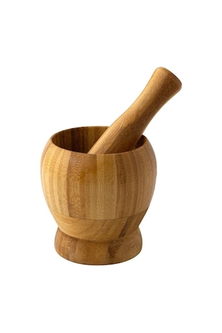 Biodata 12cm Bambu Ahşap Sarımsak Ezeceği Havan Tokmaklı Bambu Havan