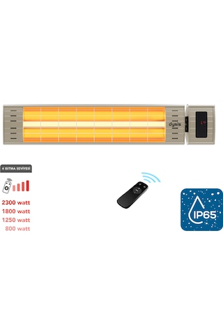 Dysis Art Plus Karbon Serisi IP65 Suya-Toza Dayanıklı 2300 W Bej Uzaktan Kumandalı İç/Dış Mekan Isıtıcı