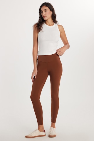 Tudors Kadın Süper Slim Beli Lastikli İnterlok Standart Boy Normal Bel Kahverengi Tayt-33528 Kahverengi