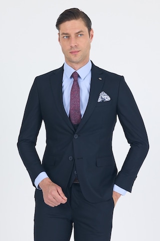 İmza Lacivert Düz Bez Ayağı Mono Yaka 2 Düğme 6 Drop Slim Fit Basic Takım Elbise 1001250186 206 Lacivert
