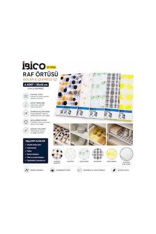 İbico İ21-012 30x45cm Eva & Kaymaz Dolap Ve Çekmece İçi Raf Örtüsü 6 Adet Diğer