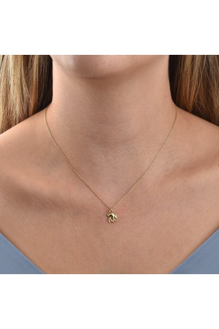 14 Ayar Mikron Altın Kaplama Minimal Kedi Figürlü Kolye El Yapımı Zarif Tasarım - Cn00475 Altın