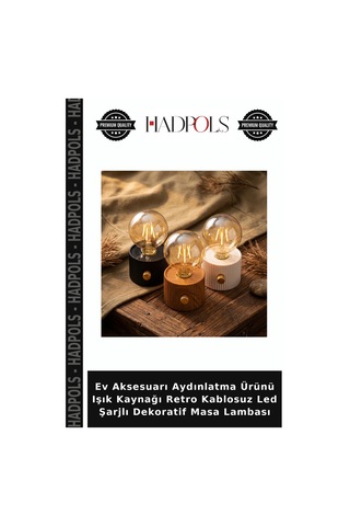 Ev Aksesuarı Aydınlatma Ürünü Işık Kaynağı Retro Kablosuz Led Şarjlı Dekoratif Masa Lambası Diğer