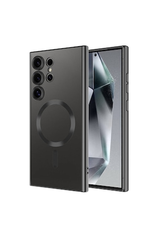 Noktaks - Samsung Uyumlu Samsung Galaxy S24 Ultra - Kılıf Kamera Korumalı Kablosuz Şarj Destekli Demre Kapak - Siyah