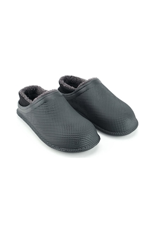 Gezer 15336 Eva İçi Peluşlu Sessiz Taban Erkek Kışlık Ev Terliği Gri