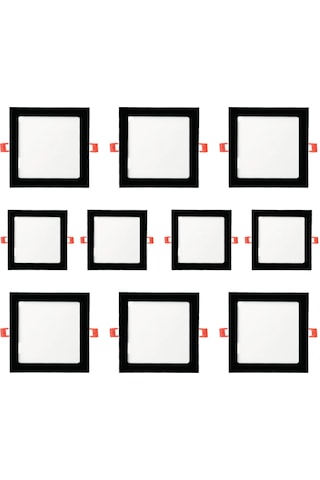 Maxled 10 Adet 18w Sıva Altı Siyah Kare Led Panel 6500k Beyaz Mx-1037 Siyah Kasa