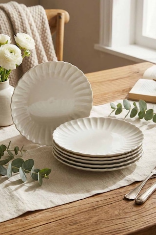 Kütahya Porselen Luz 6 Parça 21 Cm Pasta Tabağı Ekru Kütahya Porselen Luz 6 Parça 21 Cm Pasta Tabağı Ekru