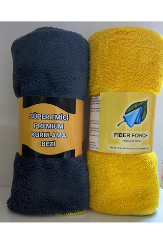 Fiberforce Kurulama Bezi Çift Taraflı 4 Lü Set 45 60 Sarı Gri