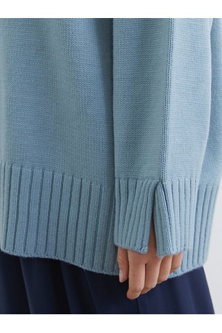 Lcw Modest Yeşil Bisiklet Yaka Oversize Kadın Triko Tunik