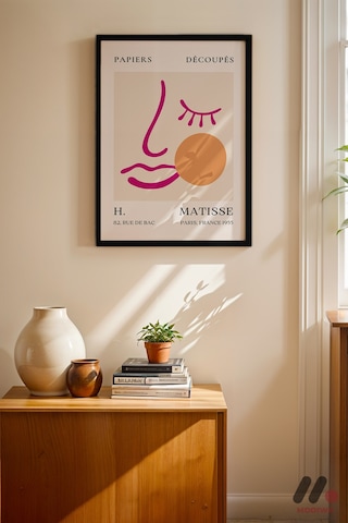 Matisse Pembe Yüz Kompozisyon, Siyah Çerçeveli Duvar Tablosu - Sanatsever Hediyesi
