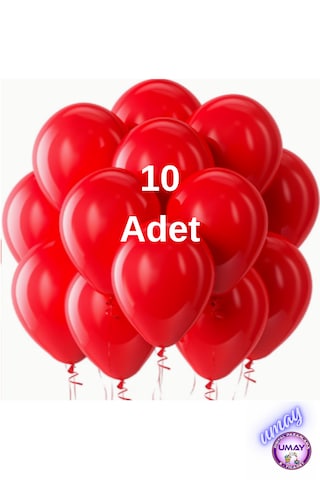 10 Adet 12 İnç Metalik Balon Helyum Uyumlu Parlak Lateks Parti & Organizasyon Balonu Kırmızı