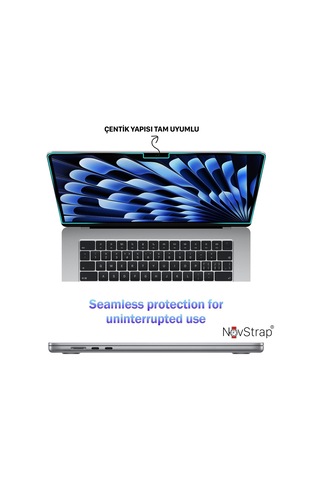 Novstrap Apple Uyumlu MacBook Air 15 İnç 2023 A2941 M2 Çip İle Ekran Koruyucu Parlak Nano Film