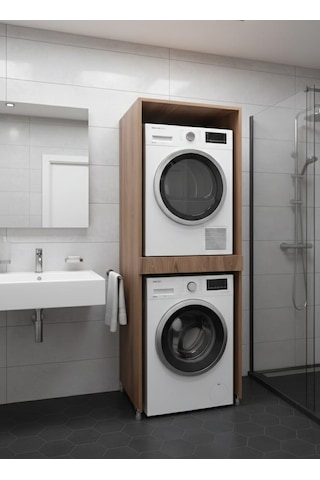 Çamaşır Ve Kurutma Makinesi Dolabı 1. Sınıf Mdf Renk Ceviz Ceviz