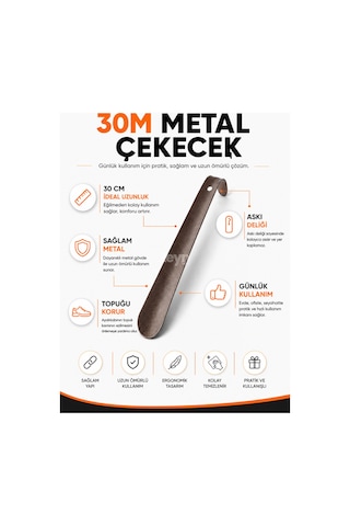 Zeyn Gross Metal Ayakkabı Çekeceği 30 Cm - Dayanıklı Metal Kerata - Ergonomik Ayakkabı Giydirici