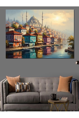 Ahşap Tablo İstanbul Sahil Evleri Ve Camii
