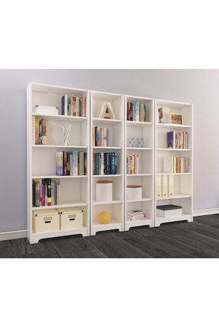Nur Mobilya 4'lü Kitaplık Seti Beyaz Bazalı Model