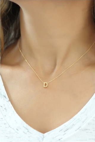Gümüş Gold Kaplama Harf Kolye