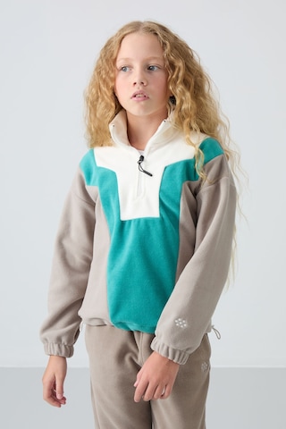 Tommy Life Koyu Bej Kalın Yumuşak Dokulu Oversize Nakışlı Polar Kız Çocuk Sweatshirt - 75153 Koyu Bej