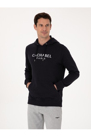 Lacivert Regular Fit %100 Pamuk Kapüşonlu Sweatshirt