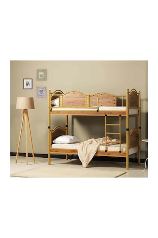 Reyo Avangard Genç Çocuk Odası Ahşap Başlıklı Metal Kahverengi Ra