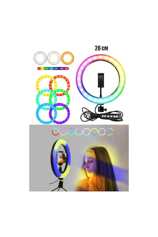 Thentech Fotoğraf Video Vlog Özçekim Selfie İçin Rgb Ring Tripolu Led