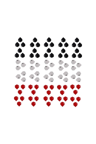 90 Adet (30 Set) Dart Flight-Flayt Set. Beyaz, kırmızı, siyah ren