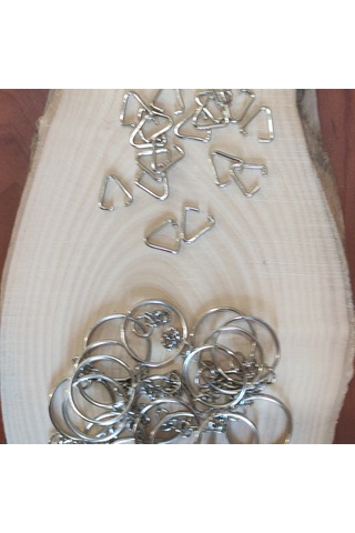 100 Adet - Zincirli Metal Anahtarlık Halkası 25 Mm Gümüş Renk