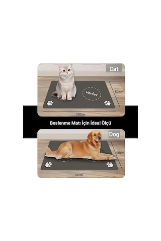 Matgo Pati Food Water Gri Evcil Hayvan Beslenme Matı Mama Paspası 50 x 70 CM