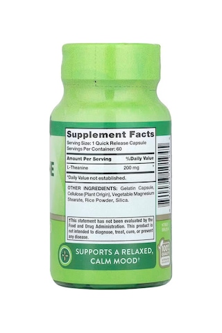 Nature's Truth L-theanine Brain & Cognitive Amino Acid 200 Mg 60 Quick Release Capsules