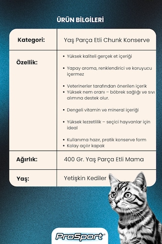 Prosport Chunk Somonlu 24'lü Yetişkin Kedi Konserve Yaş Mama 400 Gr 24