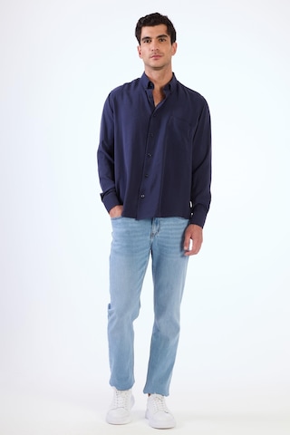 Lacivert Modal Düz Renk Regular Fit Erkek Gömlek Lacivert