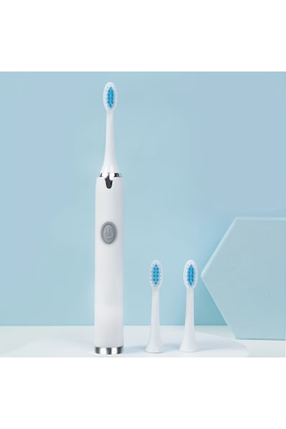 Eastmeeetwest--kişisel Ağız Beyazlatma Diş Elektrikli Diş Fırçası Seti, Bir Bataryalı Seyahat Elektrikli Diş Fırçası, Taşınabilir Diş Fırçası, 3 Fırça Kafa Dahil, Piller Hariç. Beyaz