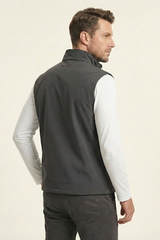Genius Store Erkek Yelek Softshell Su Geçirmez Tam Fermuarlı Cepli Normal Kalıp Spor Yelek Füme