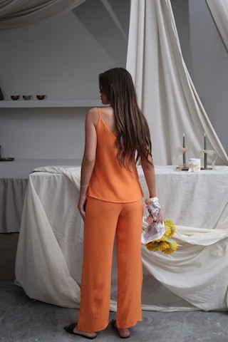 Paw Garage Kadın Shay Ayrobin Ip Askılı Bluz Bol Paça Pantolon Takım, Yaz Yeni Sezon Turuncu