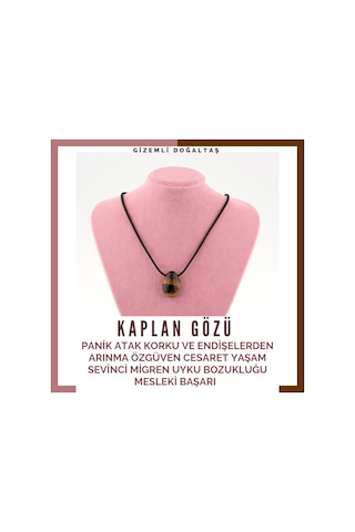 Gizemli Doğal Taş Kaplan Gözü Kolye Ucu Panik Atak Özgüven Cesaret Kolye Beyaz