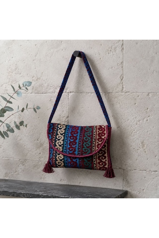 Bk Gift El Yapımı Otantik Türk Kilim Omuz Çantası -10, Günlük, Kitap, Tablet, Plaj Ve Seyahat Çantası Çok Renkli
