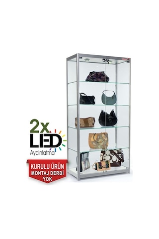 1880ES Camlı Koleksiyon Vitrini Cam Dolap Raf