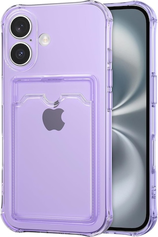 Teknomoda Apple Uyumlu iPhone 17 Kılıf Kartlıklı Anti Şok Korumalı Şeffaf Silikon Lila Lila