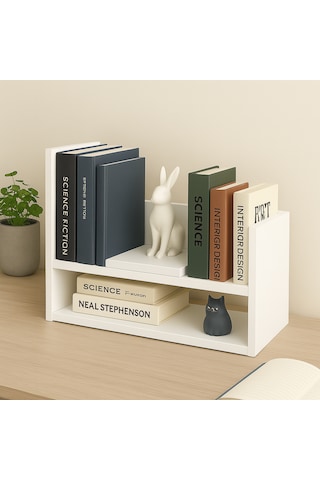 2 Katlı Masaüstü Kitaplık Modern Dekoratif Raf Ünitesi