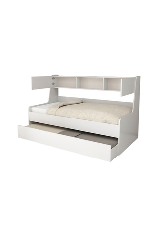 Yavrulu Karyola, Viyole Kapaklı, Kitaplıklı Yavrulu Karyola - 90x200 / Beyaz
