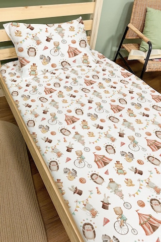 Organik Tek Kişilik Lastikli Çarşaf Seti - Sihirli Minik Akrobasi Renkli