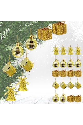 Yılbaşı Ağaç Süsü Lüks Karışık Gold 4 Cm 20li