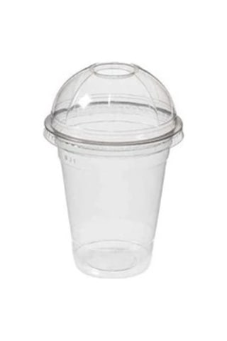 Plastik Milkshake Bardağı 50'li Şeffaf Meşrubat Bardağı Limonata Cup Kapaklı İçecek 300 Cc Ml